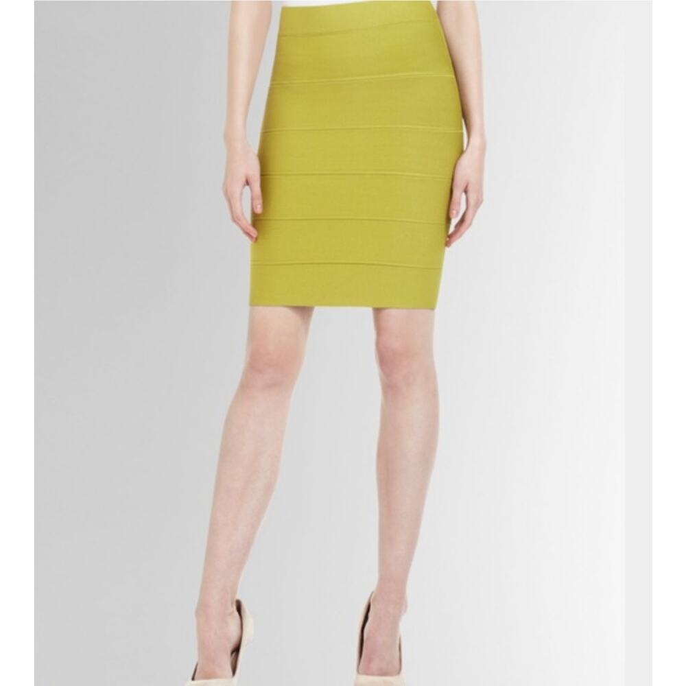BCBGMaxazria Yellow Mustard Citron Alexa Skirt Bandage Bodycon Women's Size S